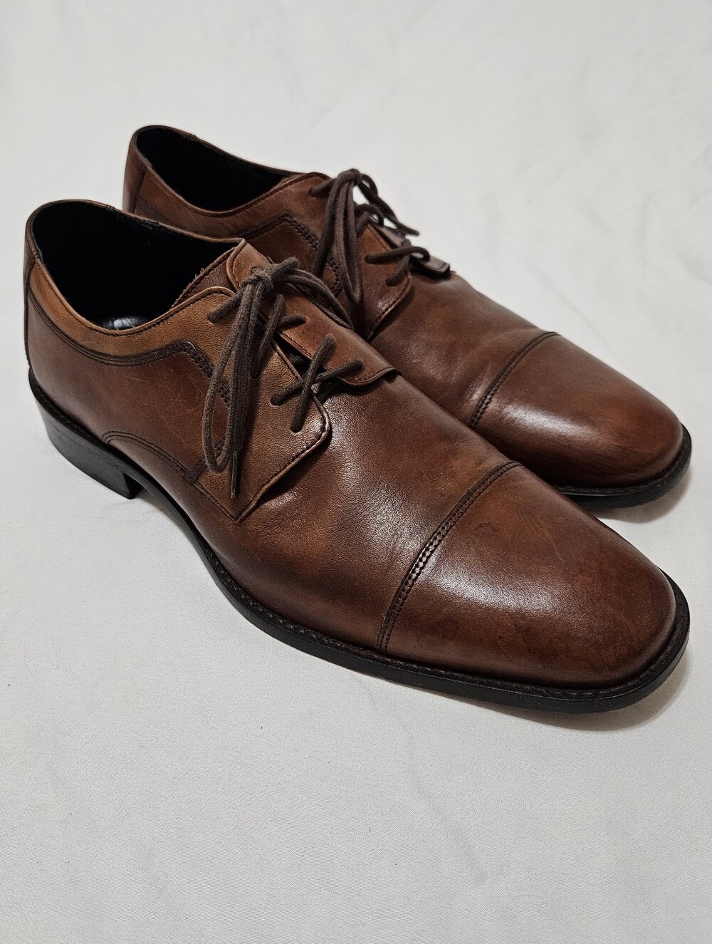 Johnston & Murphy Men’s 9.5 Brown Leather Cap Toe Dress Shoes